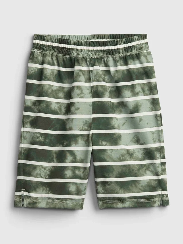Pyjamas-shorts for barn i resirkulert tie-dye-striper