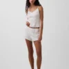 Pyjamas-shorts i pointelle med bølget kant