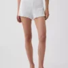 Pyjamas-shorts i pointelle med bølget kant