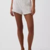 Pyjamas-shorts i pointelle med bølget kant