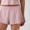 Pyjamas-shorts i pointelle med bølget kant