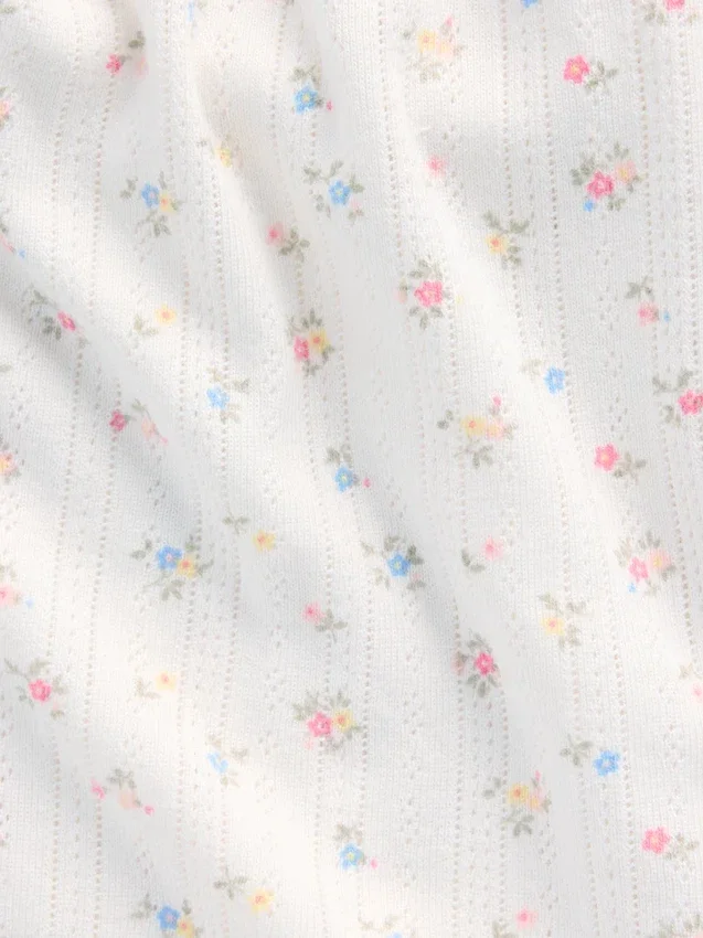 Pyjamas-shorts i pointelle med bølget kant