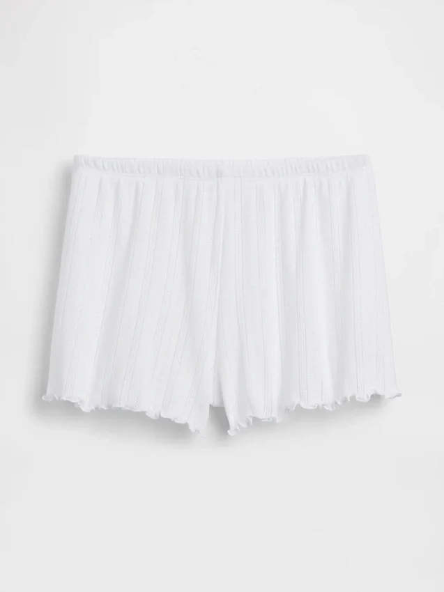 Pyjamas-shorts i pointelle med bølget kant