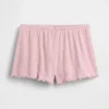 Pyjamas-shorts i pointelle med bølget kant
