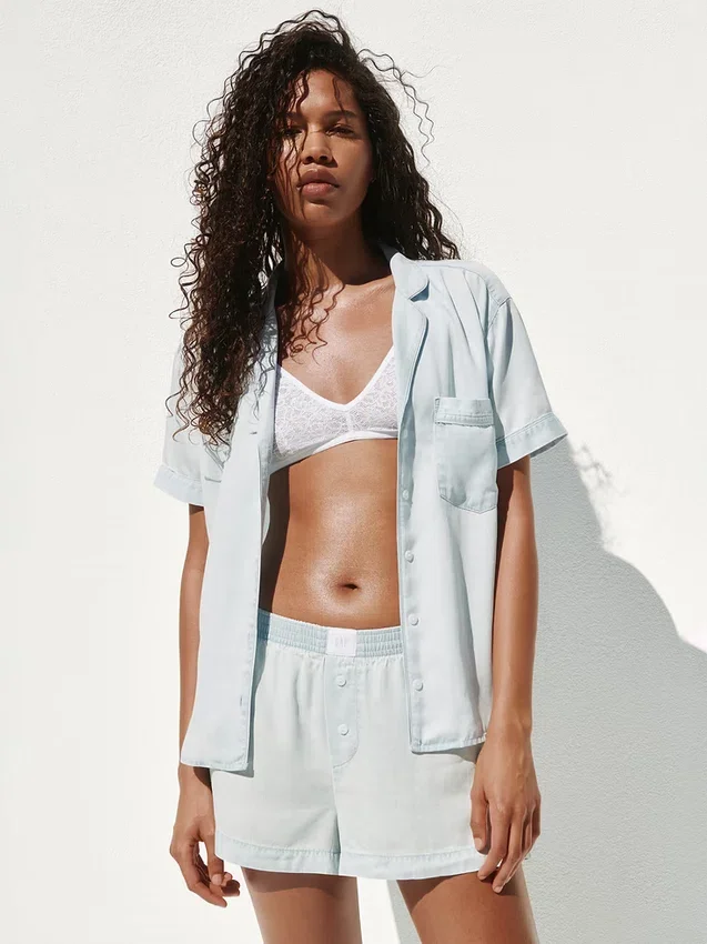 Pyjamas-shorts i poplin
