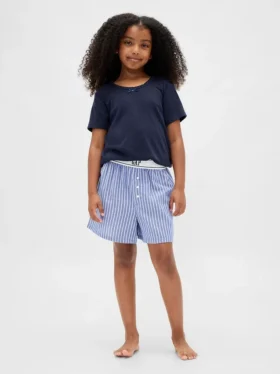 Pyjamas-shorts i resirkulert flanell for barn