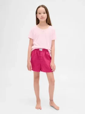 Pyjamas-shorts i resirkulert flanell for barn