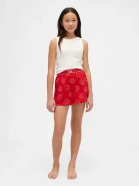 Pyjamas-shorts i resirkulert flanell for barn