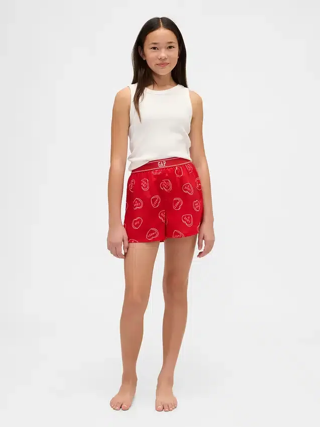 Pyjamas-shorts i resirkulert flanell for barn