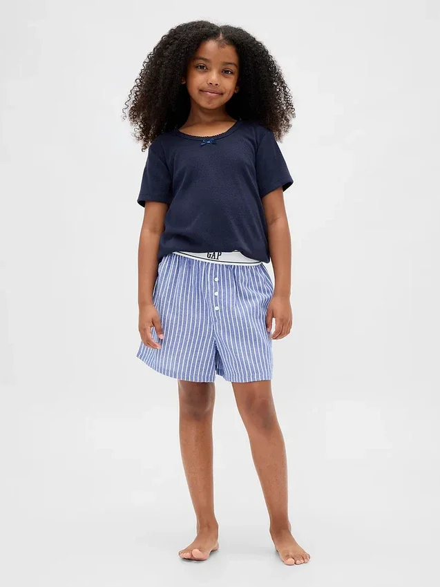Pyjamas-shorts i resirkulert flanell for barn