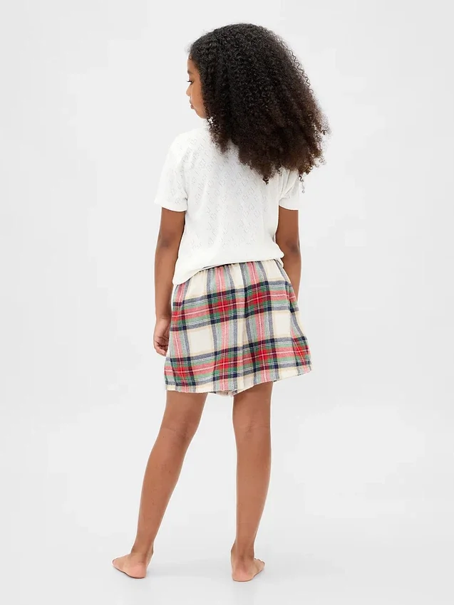 Pyjamas-shorts i resirkulert flanell for barn