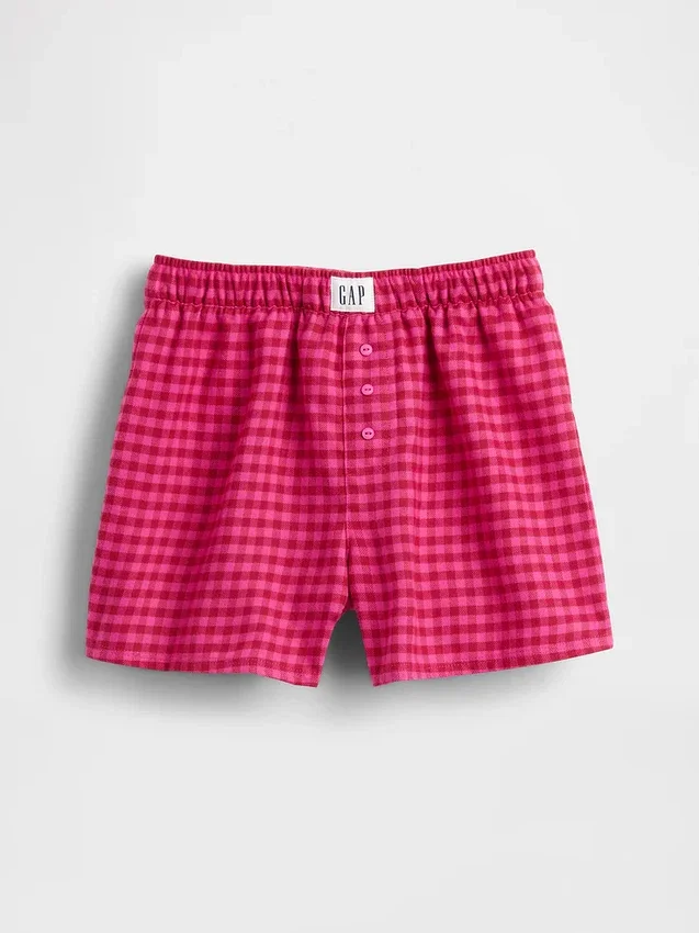 Pyjamas-shorts i resirkulert flanell for barn