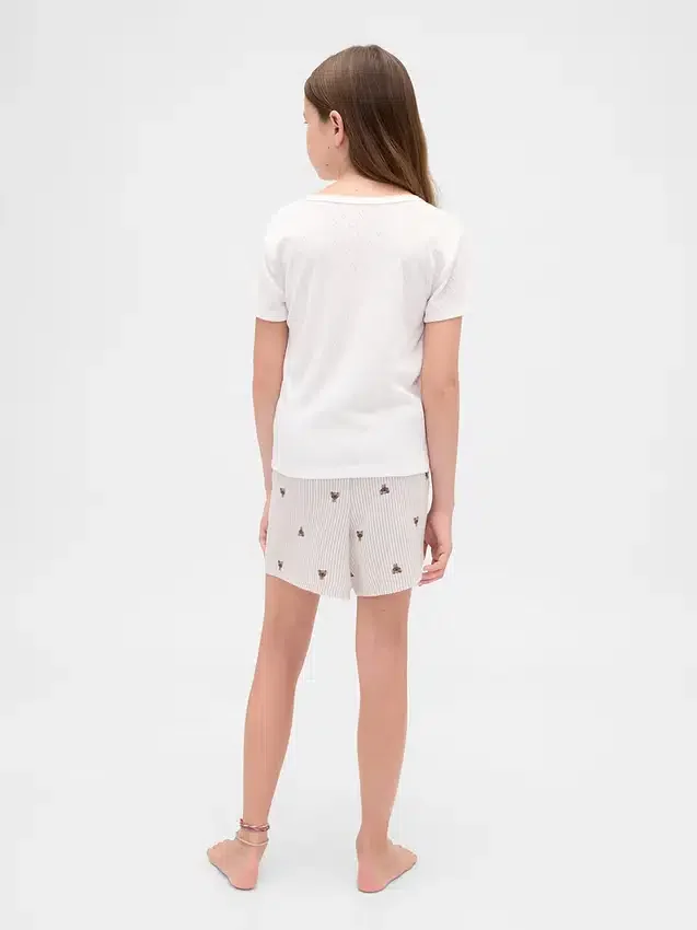 Pyjamas-shorts i resirkulert flanell for barn