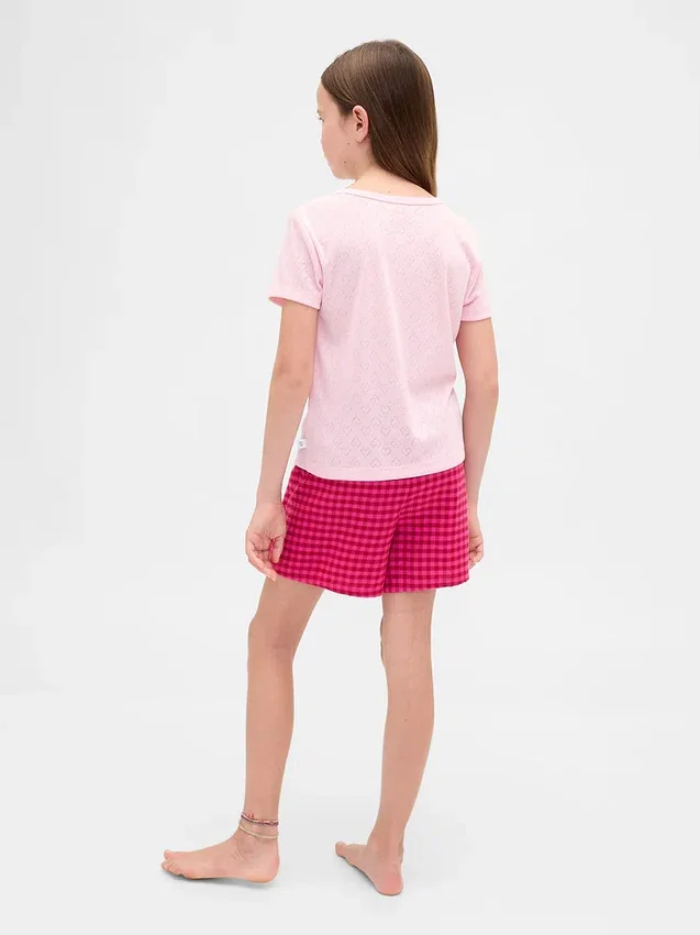 Pyjamas-shorts i resirkulert flanell for barn