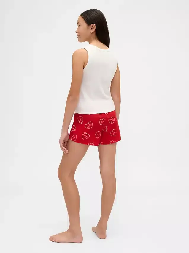Pyjamas-shorts i resirkulert flanell for barn