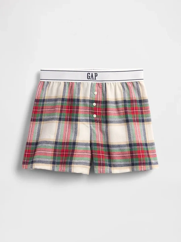 Pyjamas-shorts i resirkulert flanell for barn