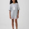 Pyjamas-shorts i resirkulert poplin for barn