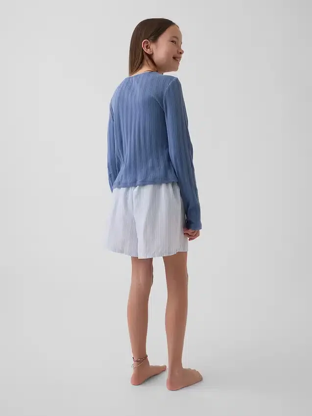 Pyjamas-shorts i resirkulert poplin for barn