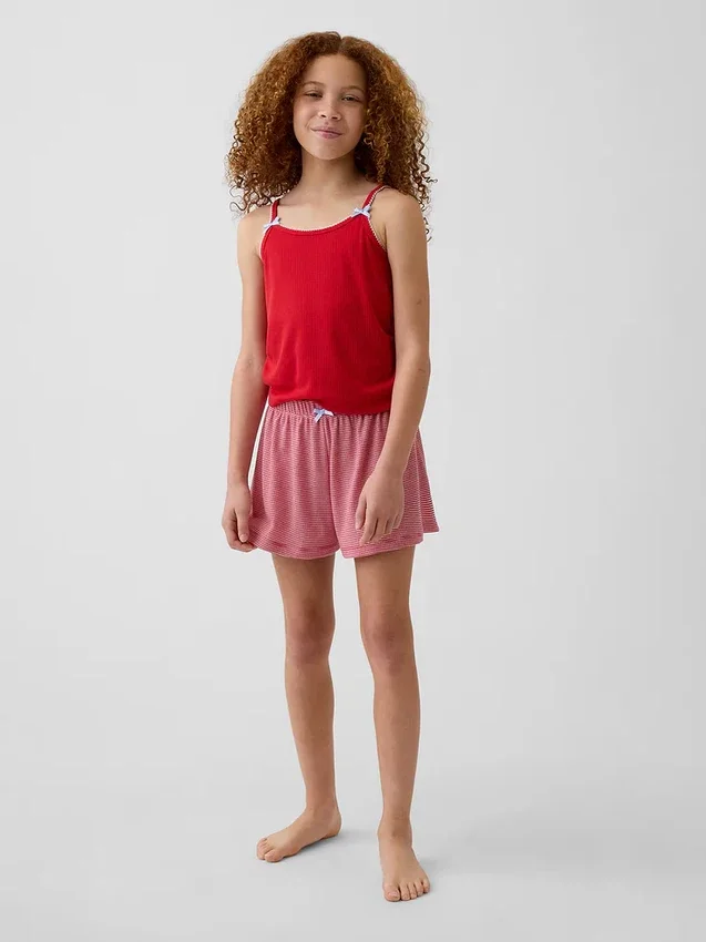 Pyjamas-Shorts i resirkulert ribbestrikk for barn