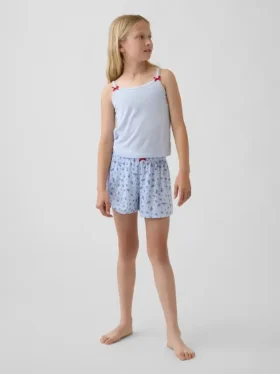 Pyjamas-Shorts i resirkulert ribbestrikk for barn
