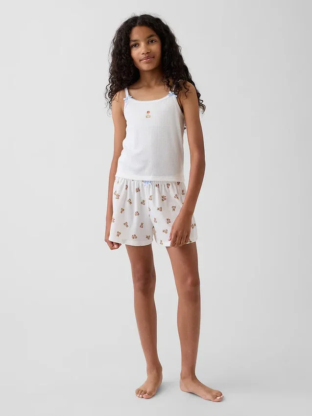 Pyjamas-Shorts i resirkulert ribbestrikk for barn