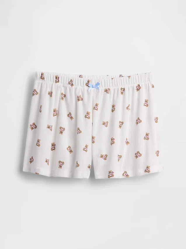 Pyjamas-Shorts i resirkulert ribbestrikk for barn