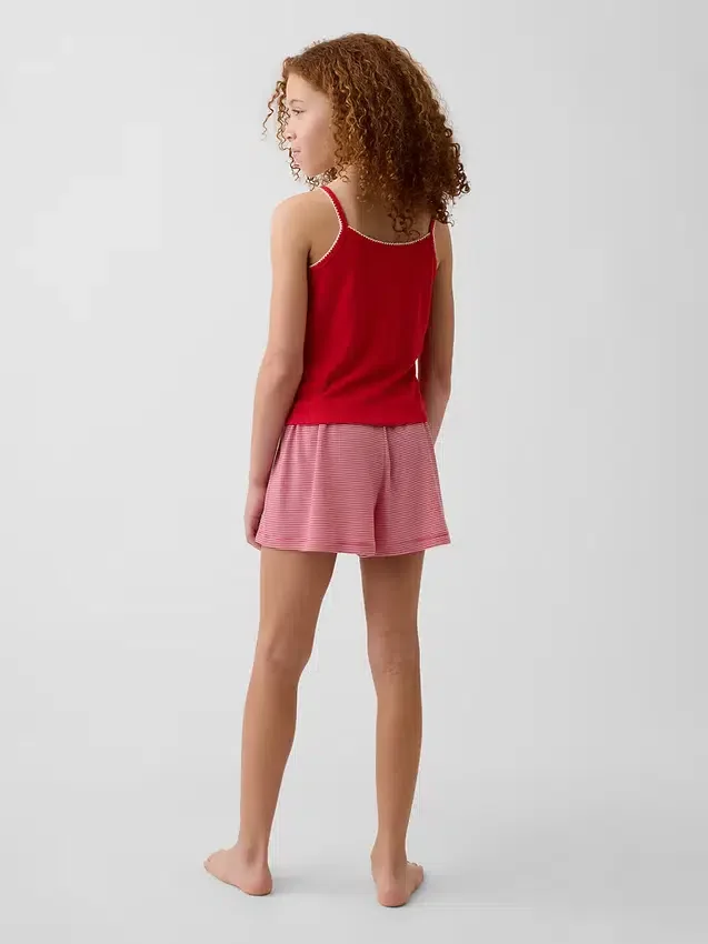 Pyjamas-Shorts i resirkulert ribbestrikk for barn