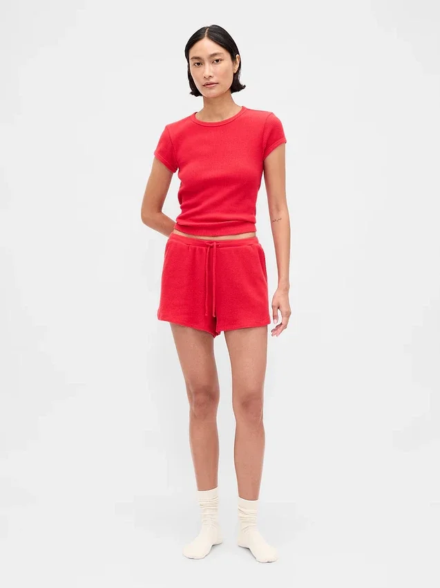 Pyjamas-Shorts i vaffelstrikk