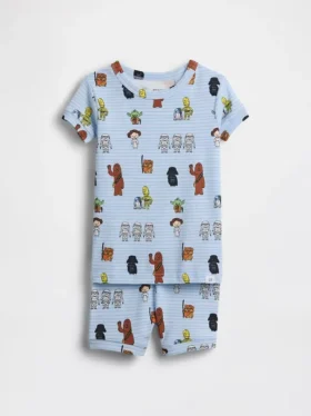 Pyjamas-shortsett i økologisk børstet bomull med Star Wars-motiv for Baby og Småbarn