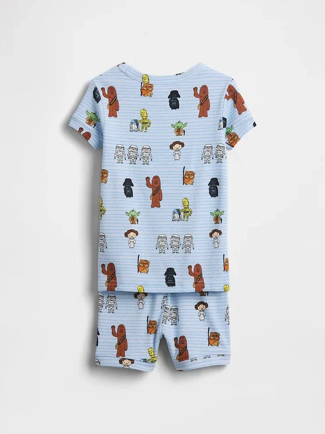 Pyjamas-shortsett i økologisk børstet bomull med Star Wars-motiv for Baby og Småbarn
