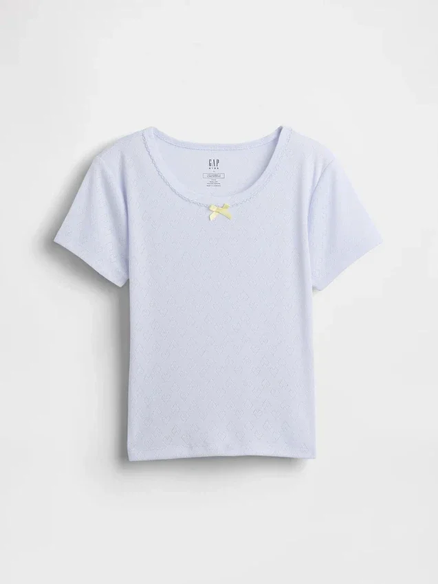 Pyjamas-T-skjorte i resirkulert pointelle for barn