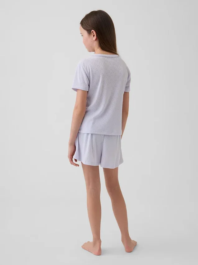 Pyjamas-T-skjorte i resirkulert pointelle for barn