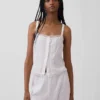 Pyjamas-tanktop i linblanding med pintuck-plissering