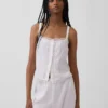 Pyjamas-tanktop i linblanding med pintuck-plissering