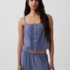 Pyjamas-tanktop i linblanding med pintuck-plissering