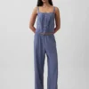 Pyjamas-tanktop i linblanding med pintuck-plissering