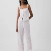 Pyjamas-tanktop i linblanding med pintuck-plissering
