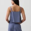 Pyjamas-tanktop i linblanding med pintuck-plissering