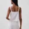 Pyjamas-tanktop i linblanding med pintuck-plissering
