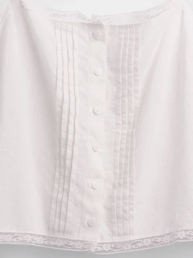 Pyjamas-tanktop i linblanding med pintuck-plissering