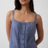 Pyjamas-tanktop i linblanding med pintuck-plissering
