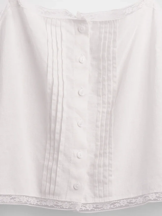 Pyjamas-tanktop i linblanding med pintuck-plissering