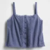 Pyjamas-tanktop i linblanding med pintuck-plissering