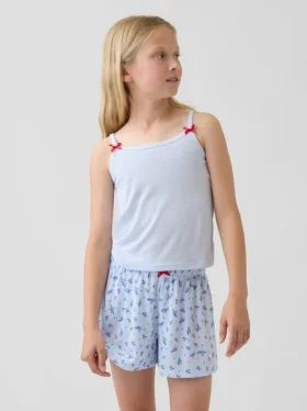 Pyjamas-tanktop i resirkulert ribbestrikk for barn