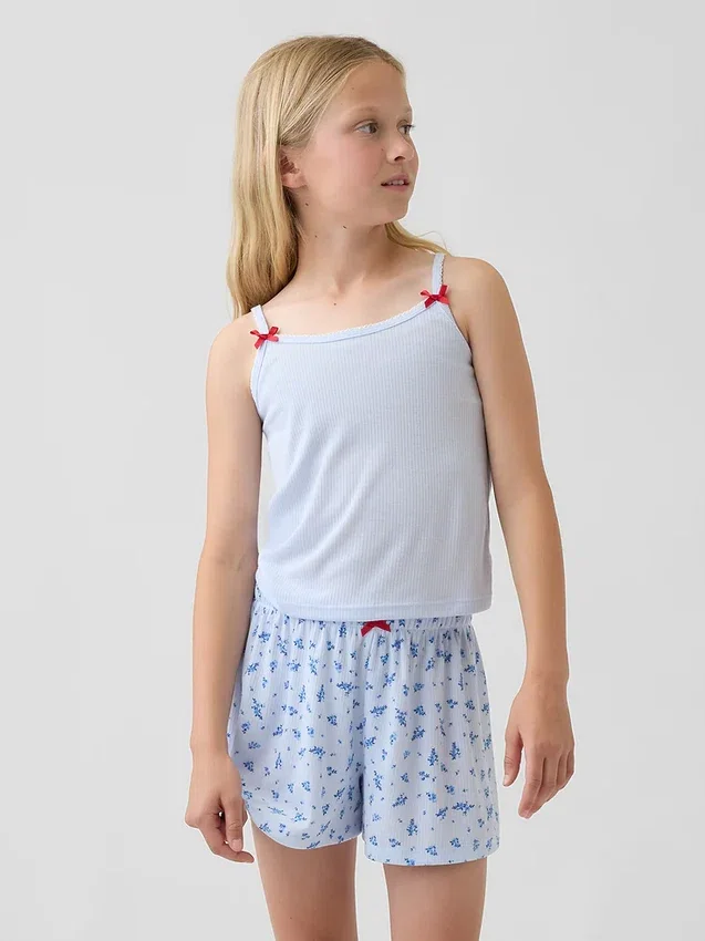 Pyjamas-tanktop i resirkulert ribbestrikk for barn