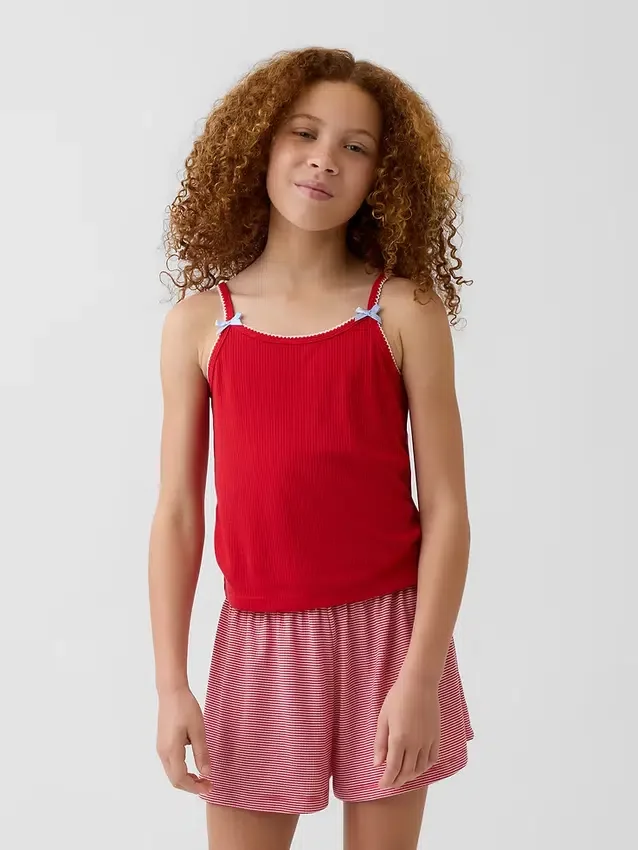 Pyjamas-tanktop i resirkulert ribbestrikk for barn