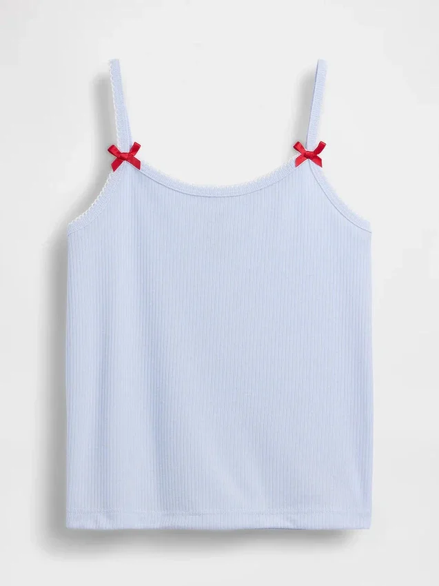Pyjamas-tanktop i resirkulert ribbestrikk for barn
