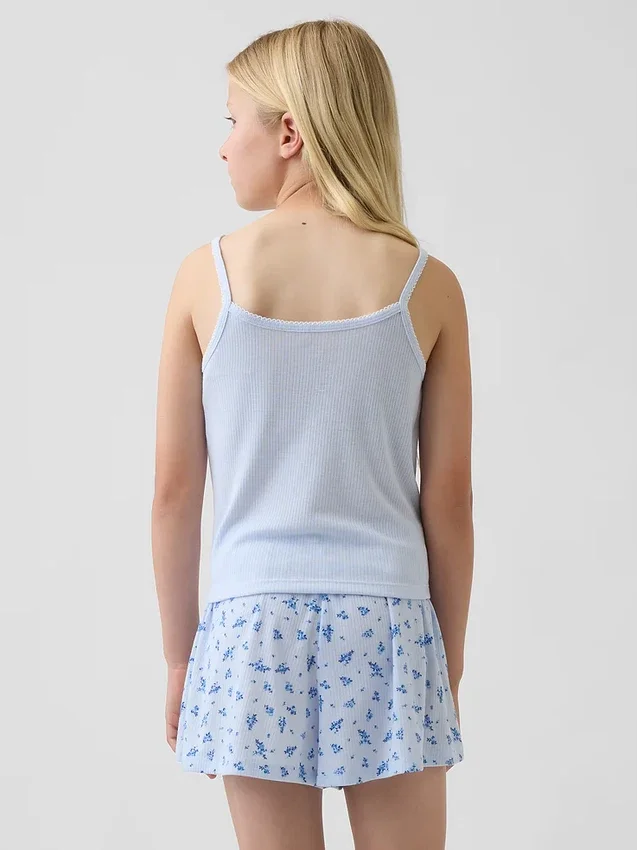 Pyjamas-tanktop i resirkulert ribbestrikk for barn