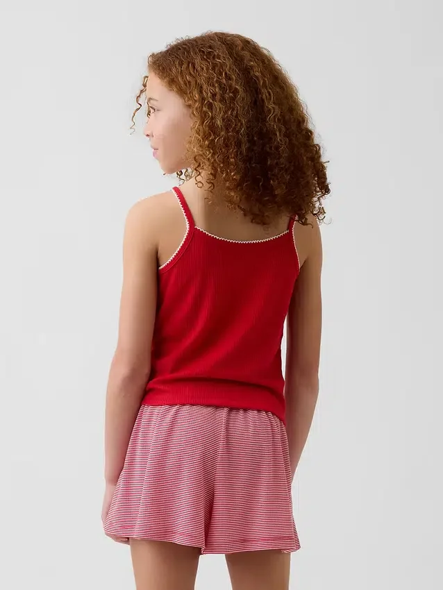 Pyjamas-tanktop i resirkulert ribbestrikk for barn