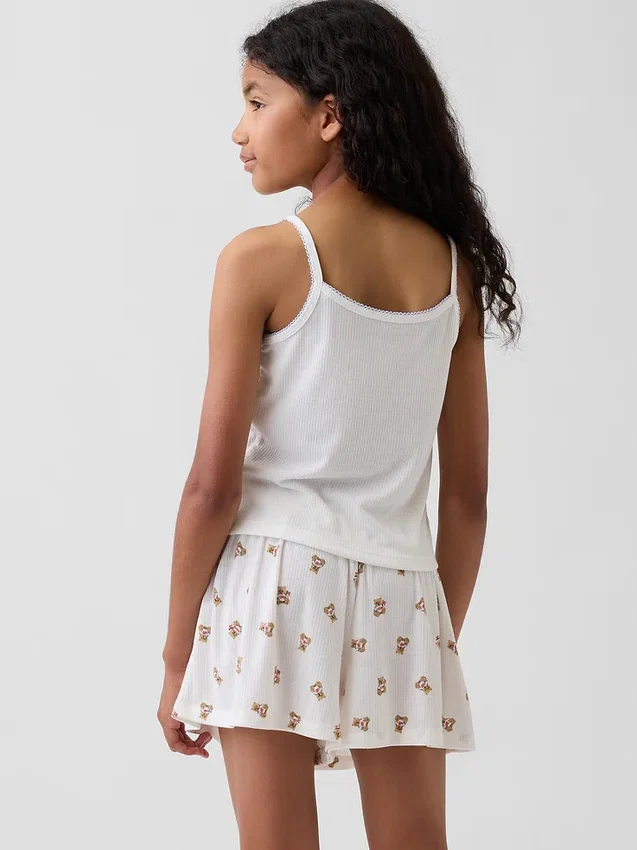 Pyjamas-tanktop i resirkulert ribbestrikk for barn